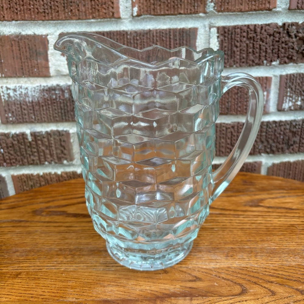 Colony Whitehall Pitcher Stacked Cubed Design Clear Kitchen Vintage